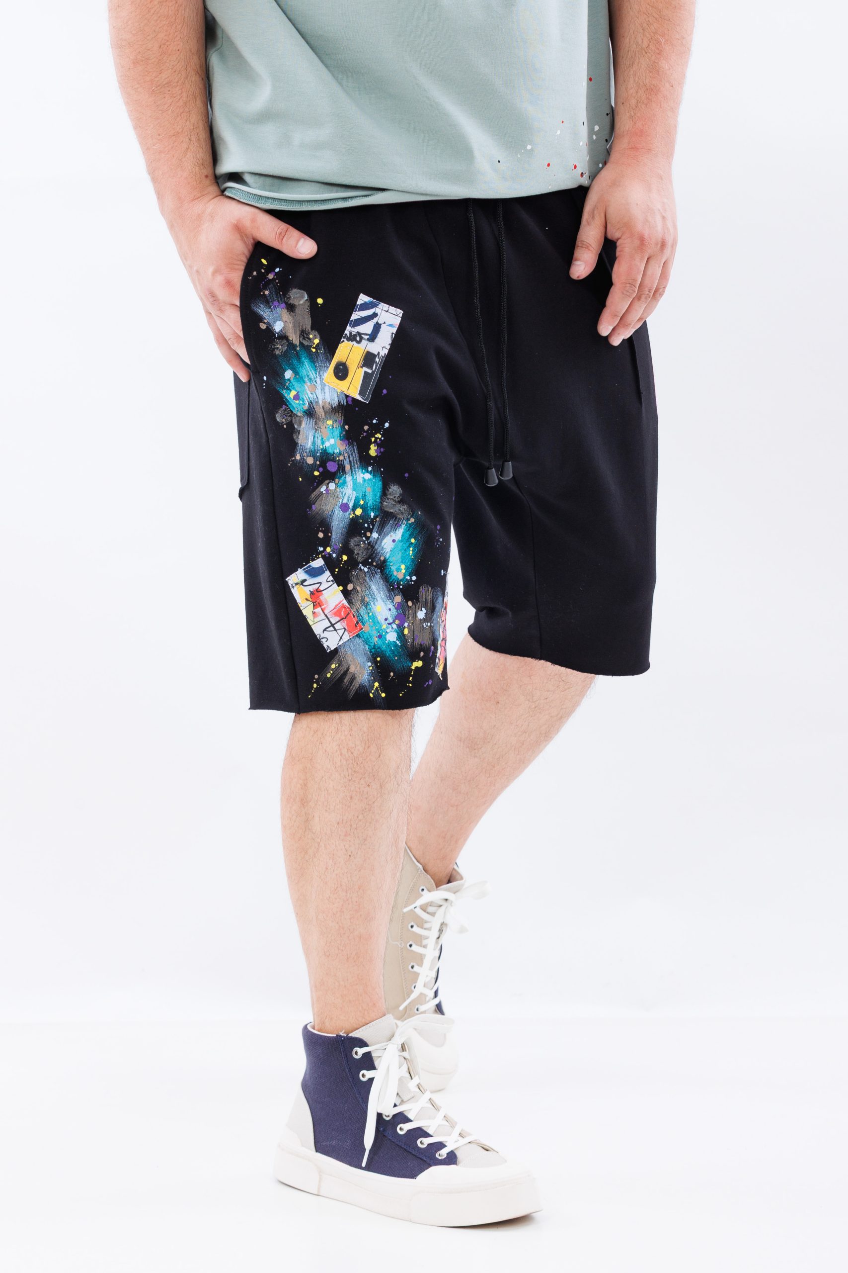 Pantaloni scurti din bumbac Brushstroke Black Pantaloni scurti din bumbac Brushstroke Black