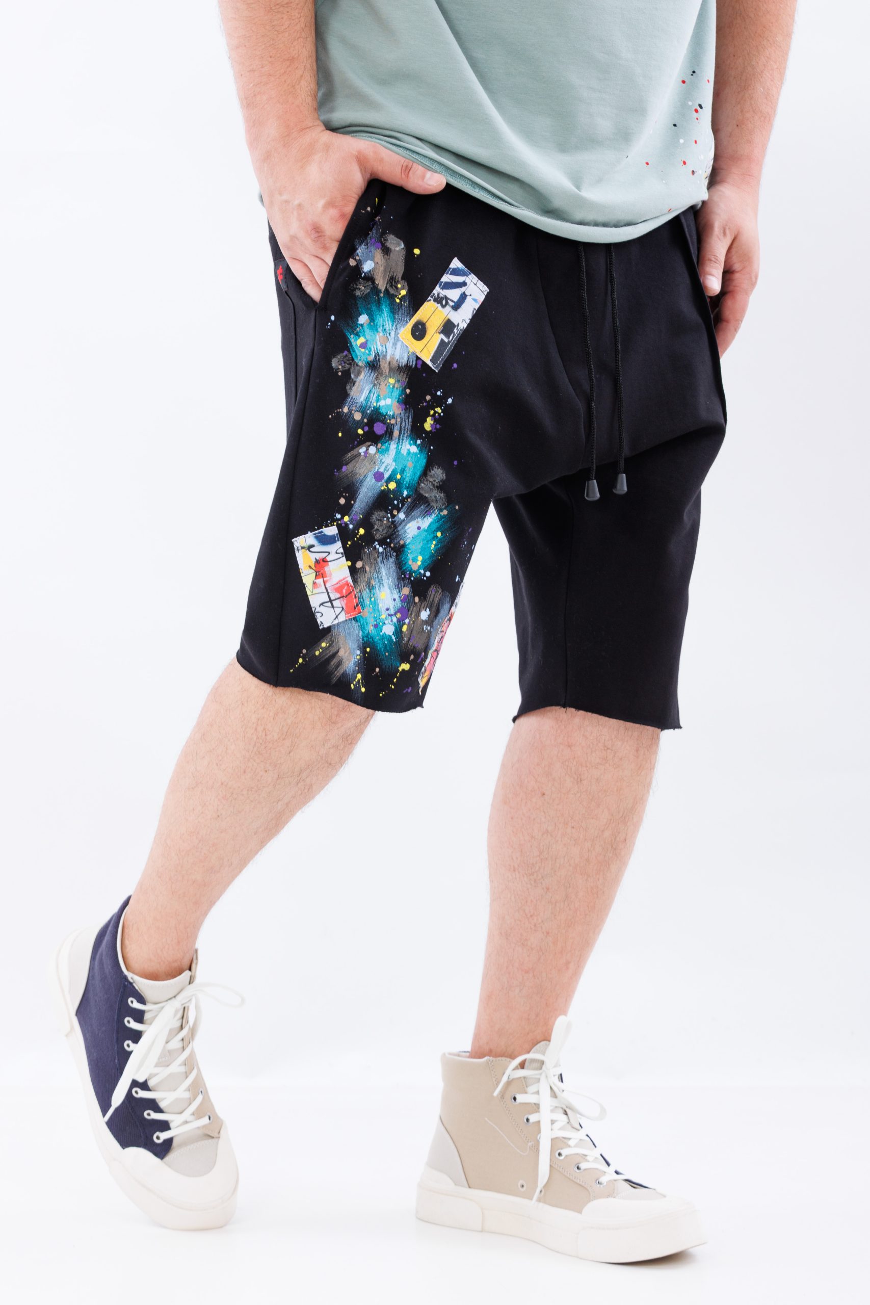 Pantaloni scurti din bumbac Brushstroke Black Pantaloni scurti din bumbac Brushstroke Black