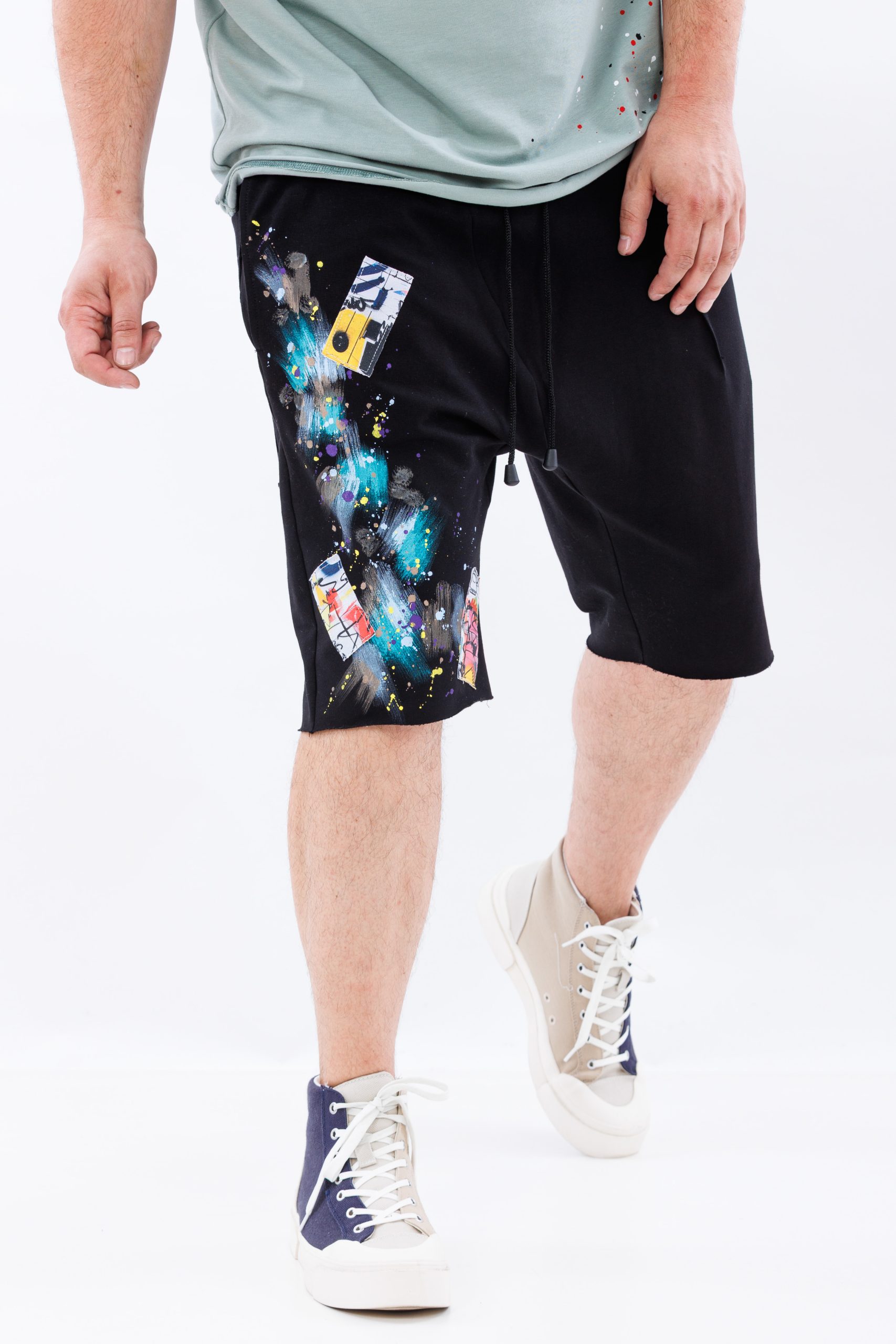 Pantaloni scurti din bumbac Brushstroke Black Pantaloni scurti din bumbac Brushstroke Black