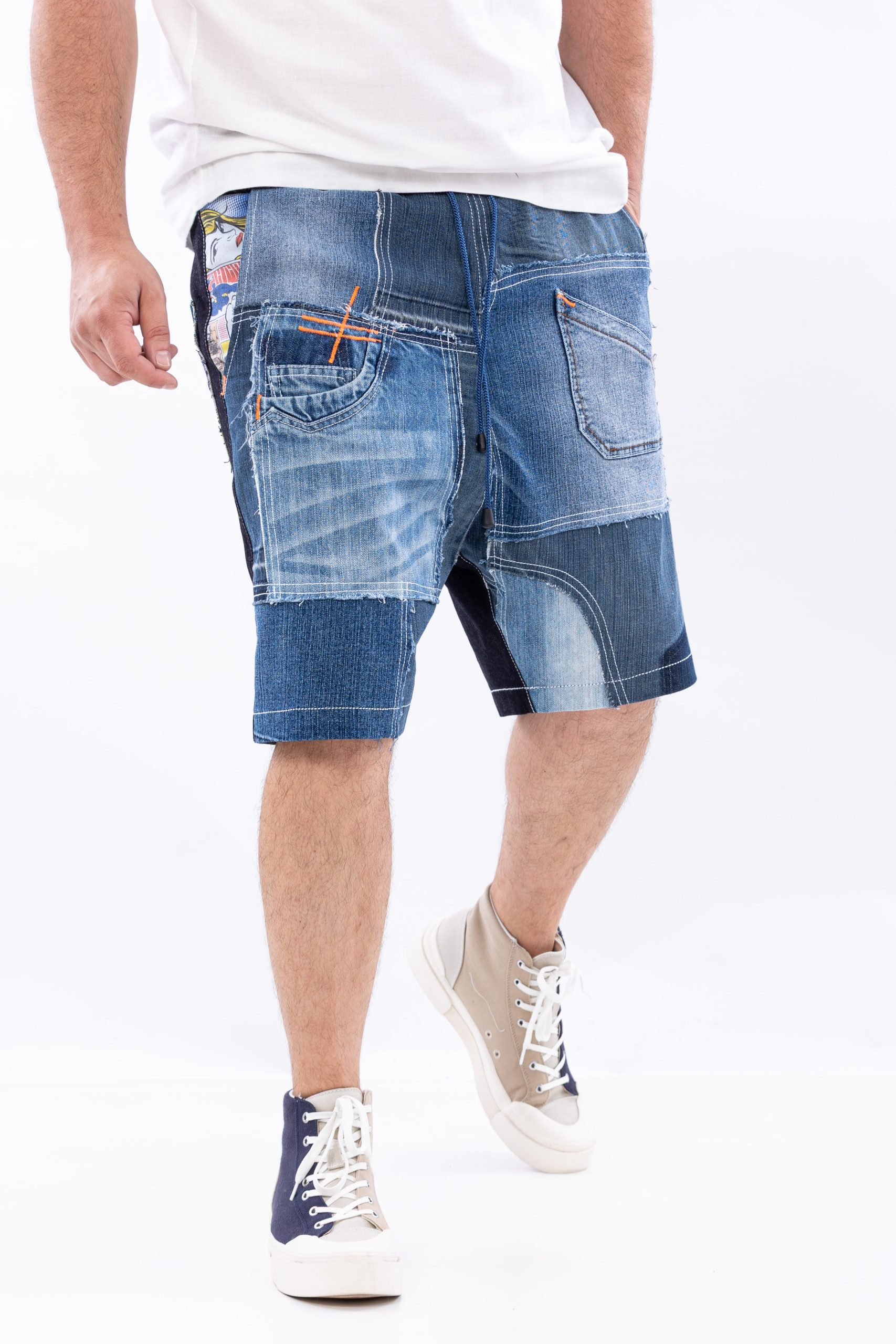 Blugi scurti din denim dual drip