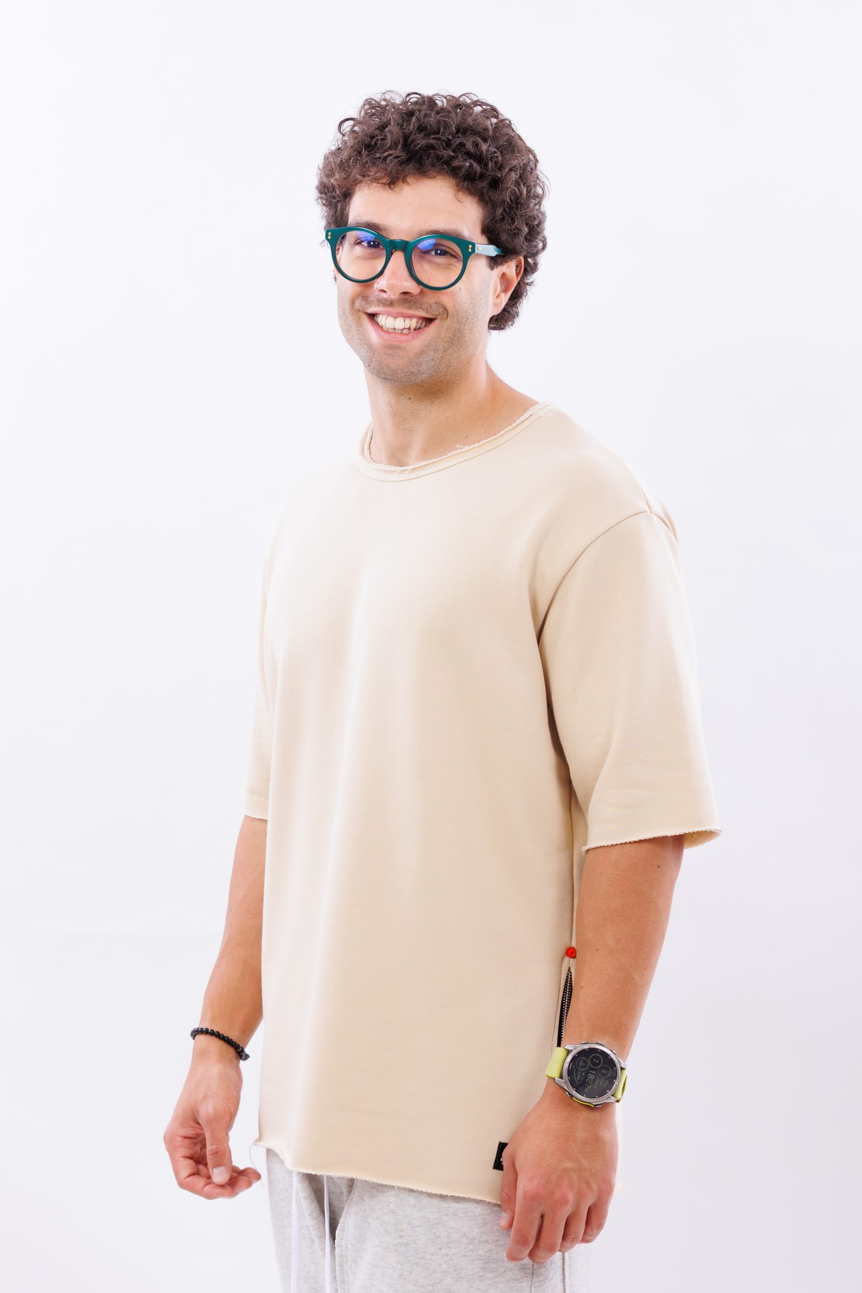 Tricou oversize din bumbac sand zip Tricou oversize din bumbac sand zip