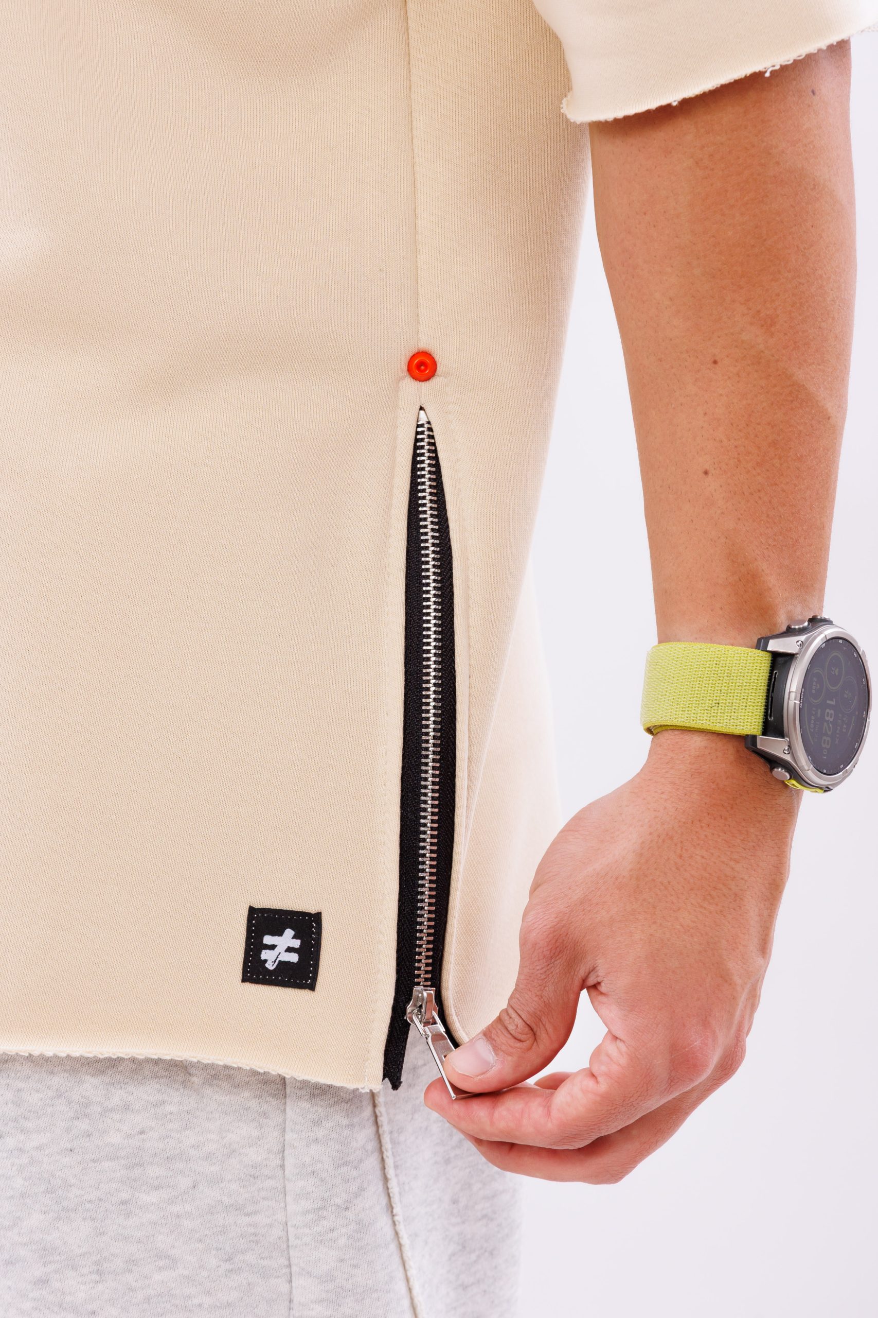 Tricou oversize din bumbac sand zip Tricou oversize din bumbac sand zip