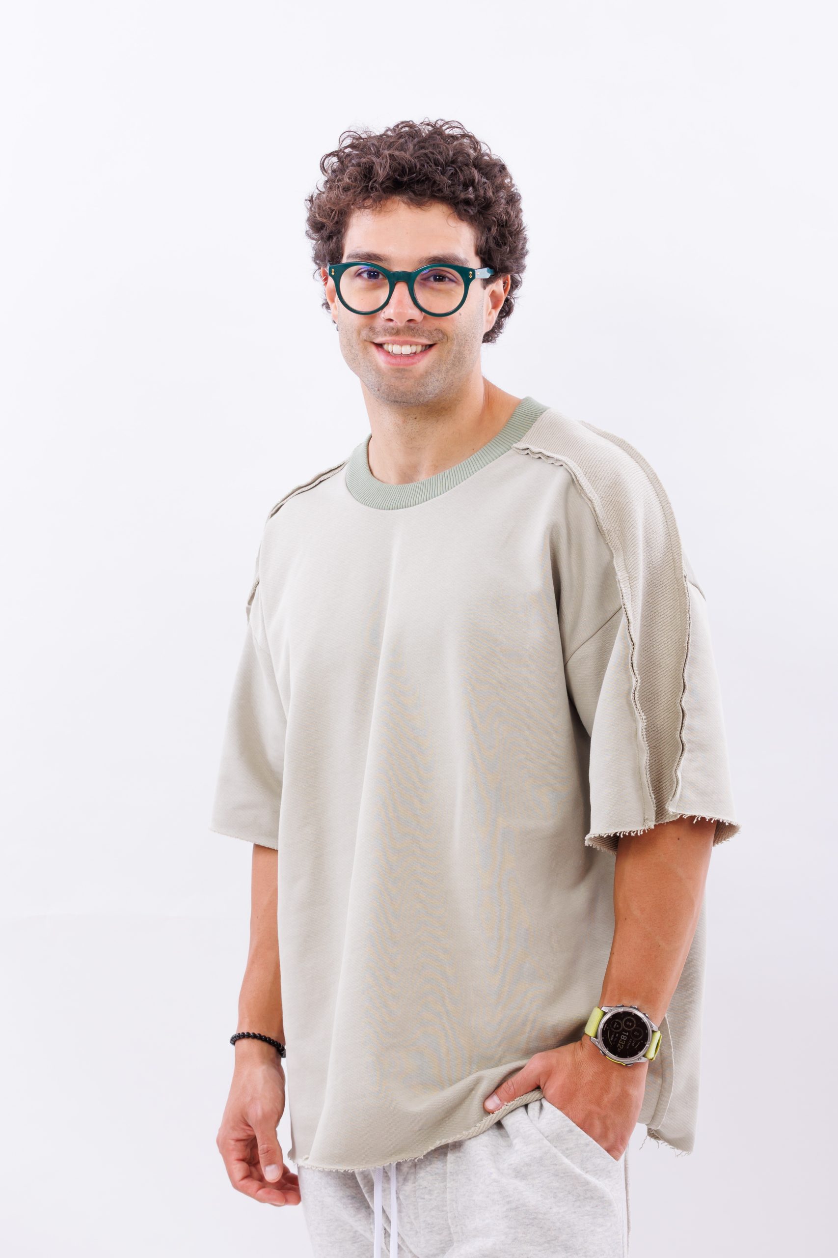 Tricou din bumbac sage drop cut Tricou din bumbac sage drop cut
