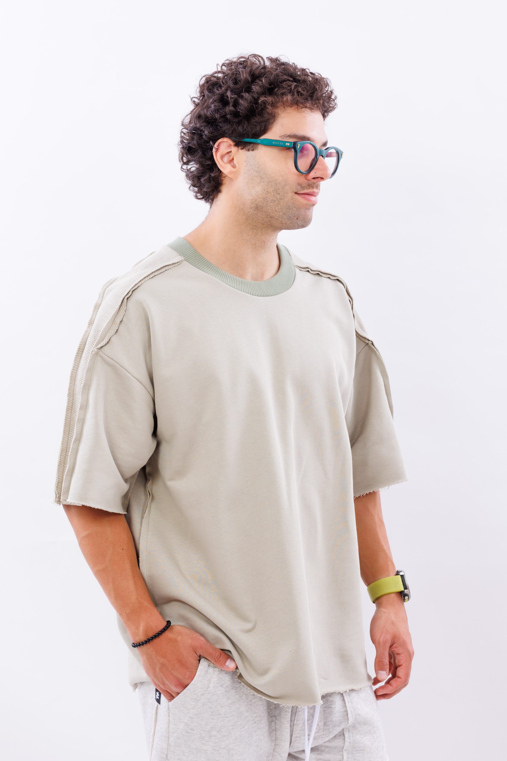 Tricou din bumbac sage drop cut Tricou din bumbac sage drop cut