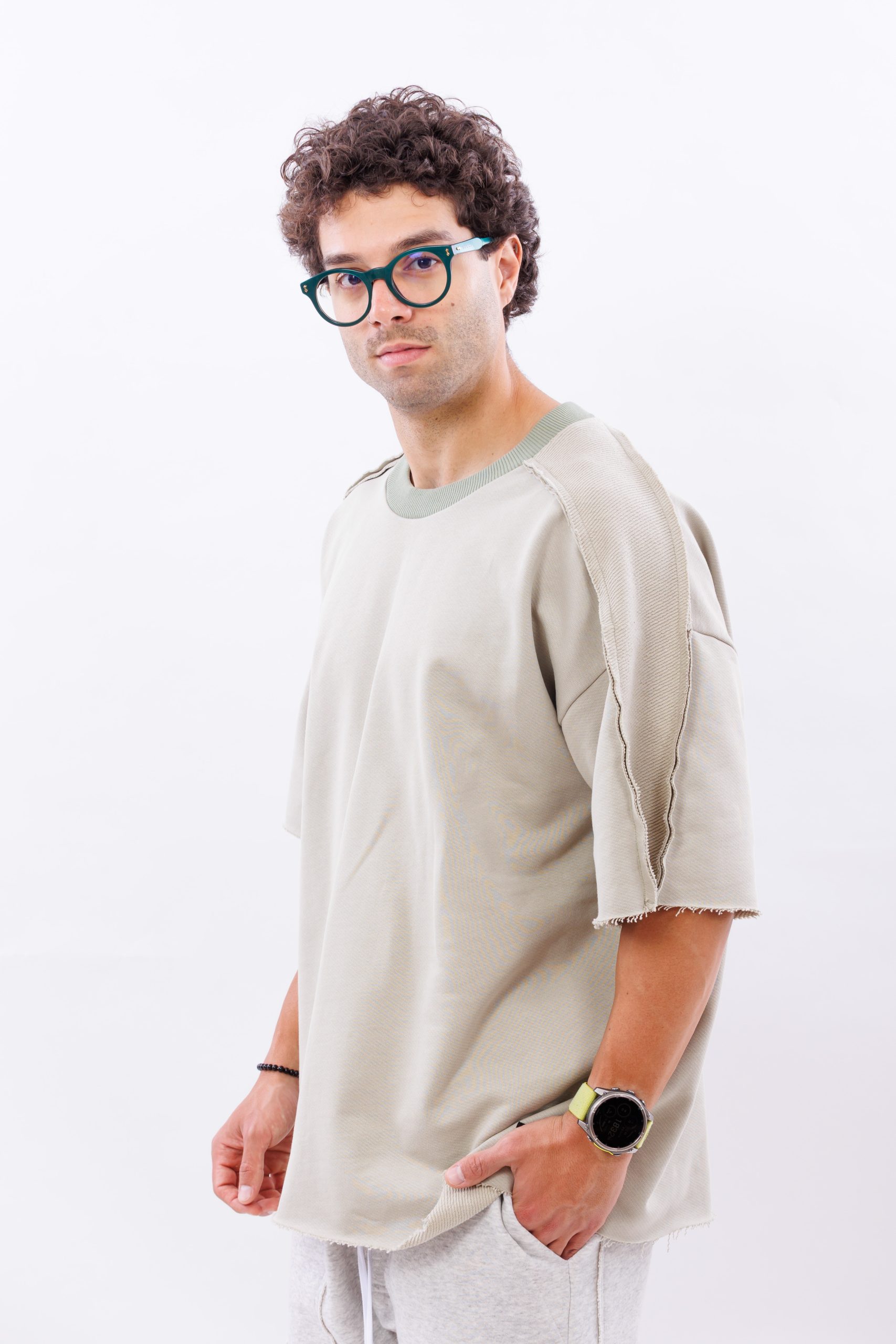 Tricou din bumbac sage drop cut Tricou din bumbac sage drop cut