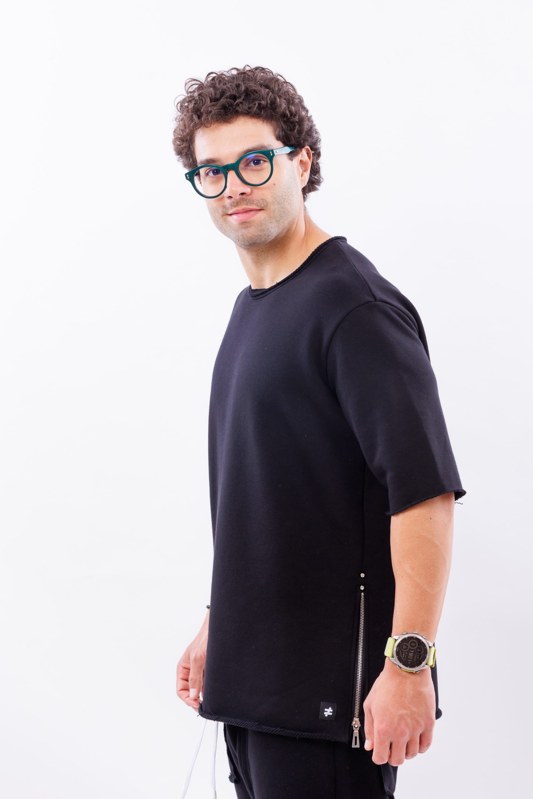 Tricou din bumbac side zipp oversize Tricou din bumbac side zipp oversize