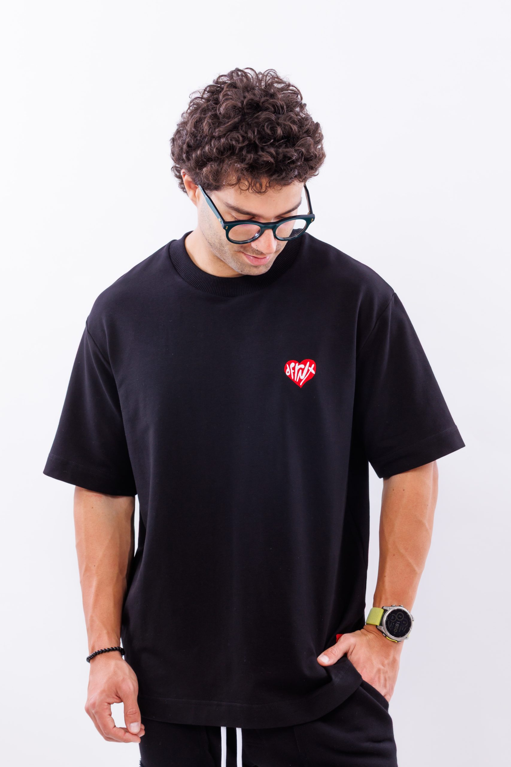 Tricou negru oversize DFRNT CORE HEART