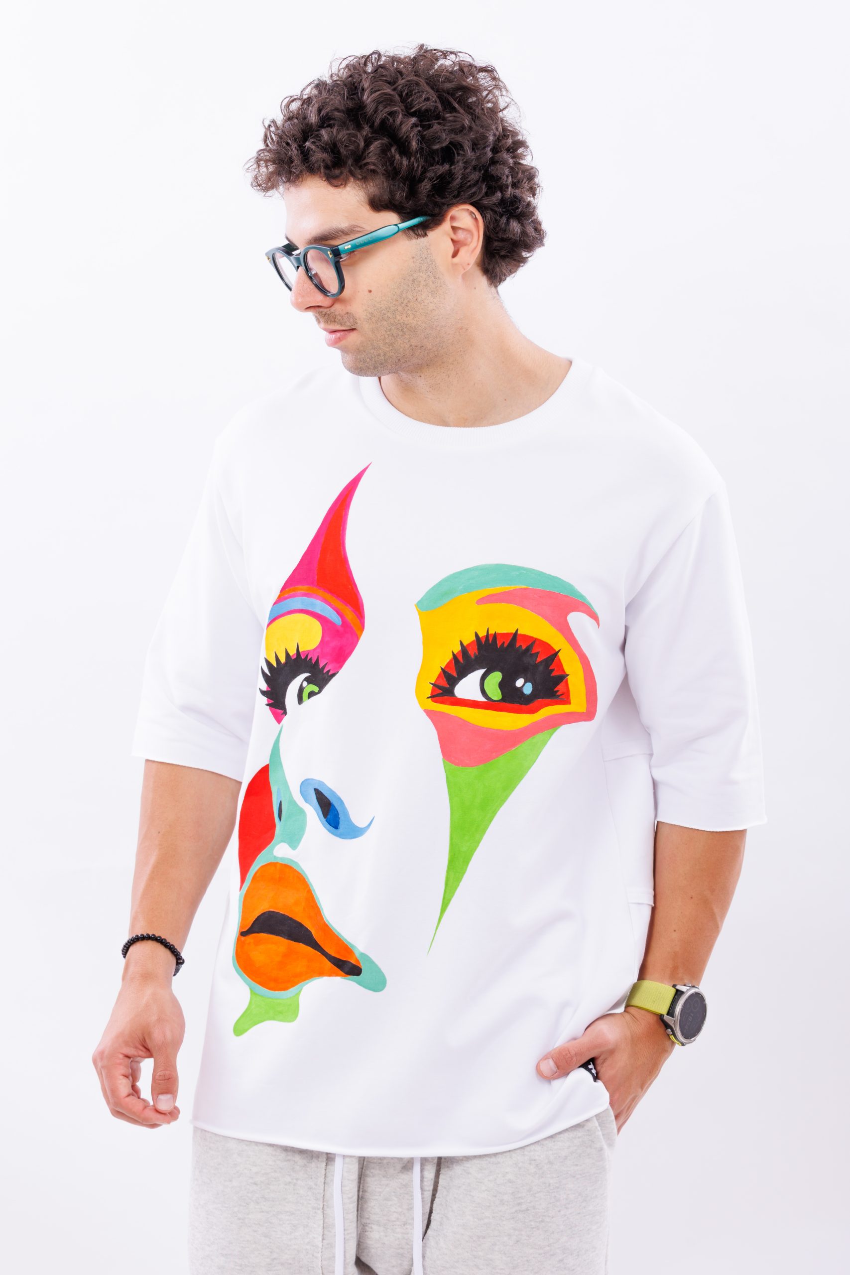 Tricou alb oversize Painted Soul