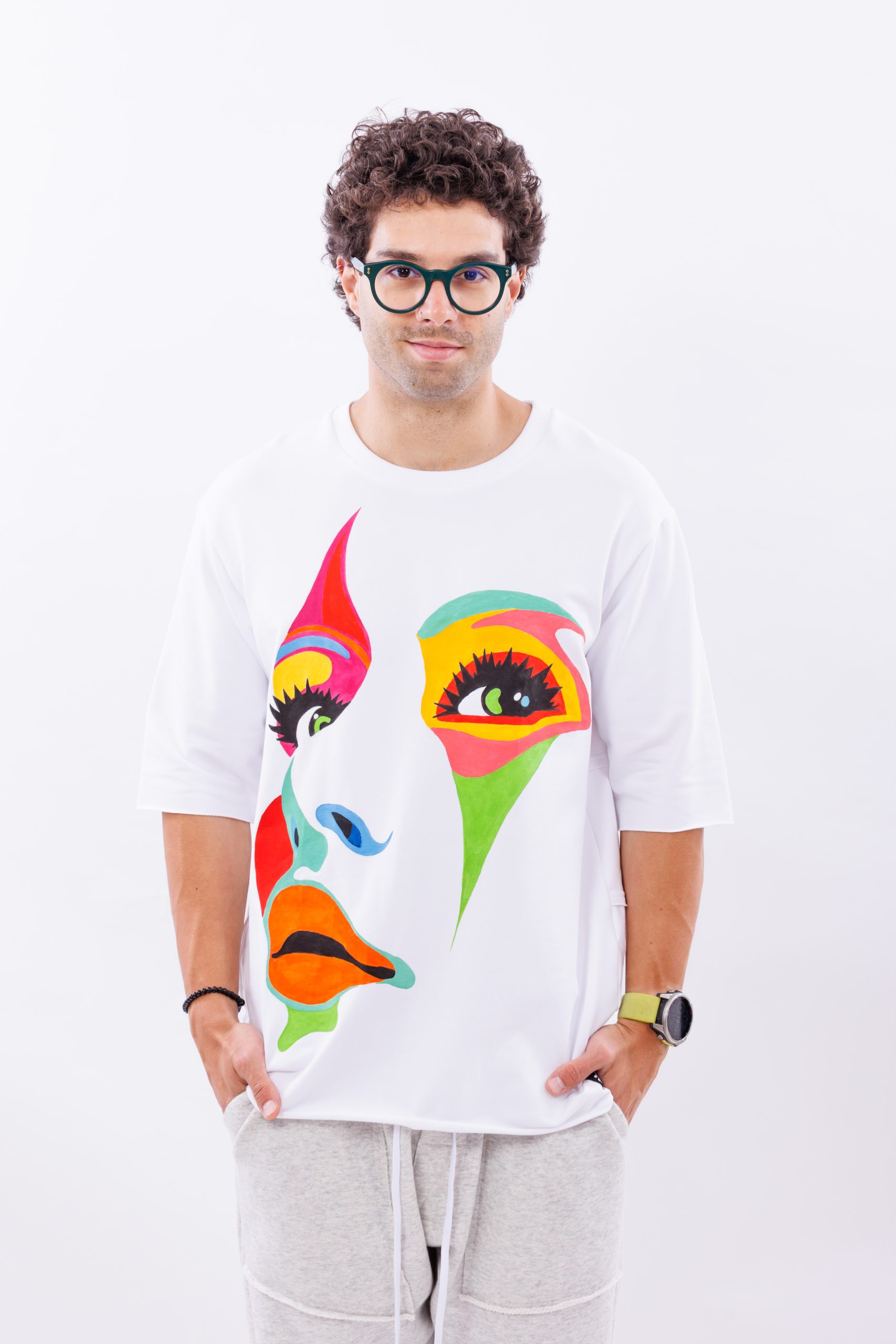 Tricou alb oversize Painted Soul