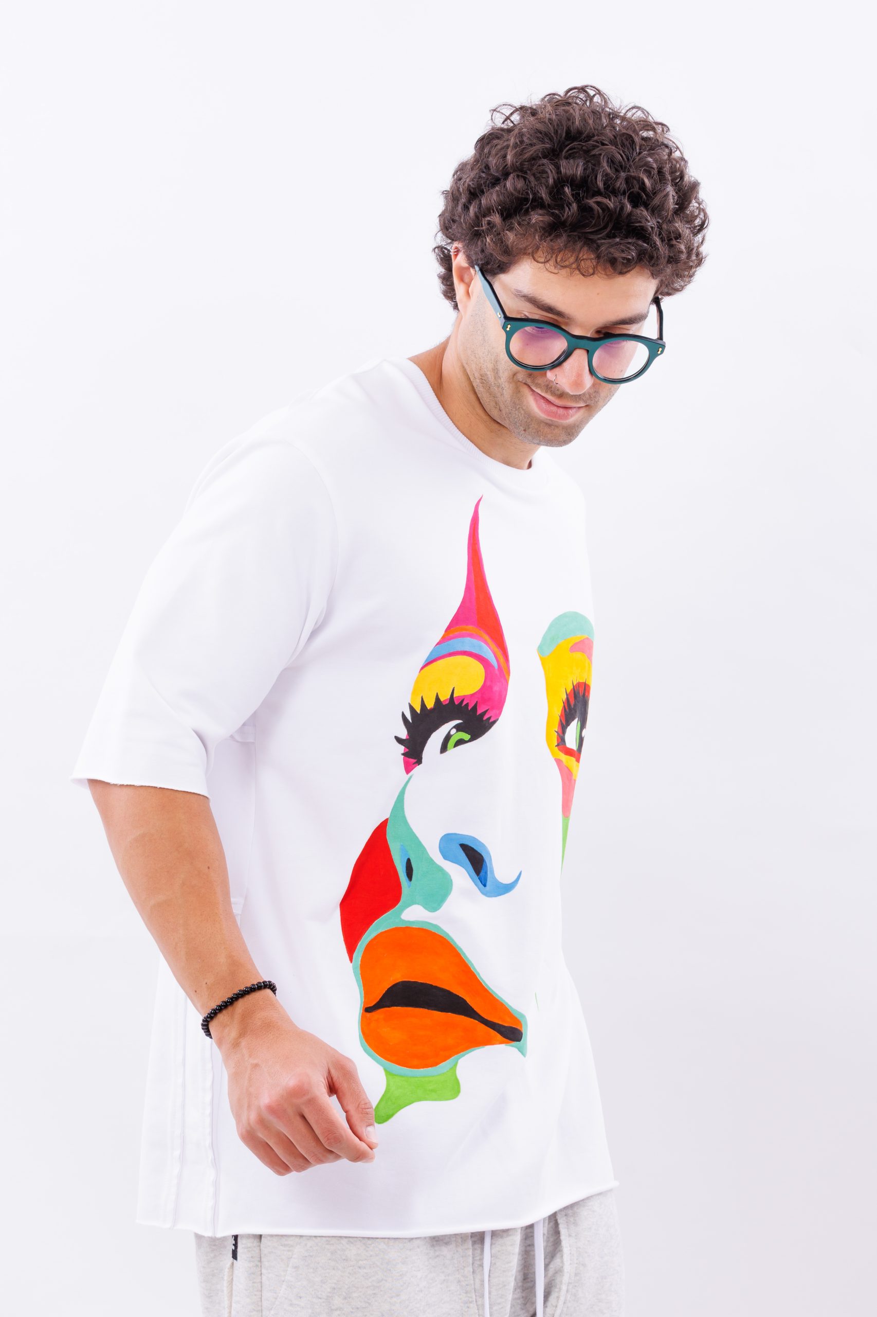 Tricou alb oversize Painted Soul