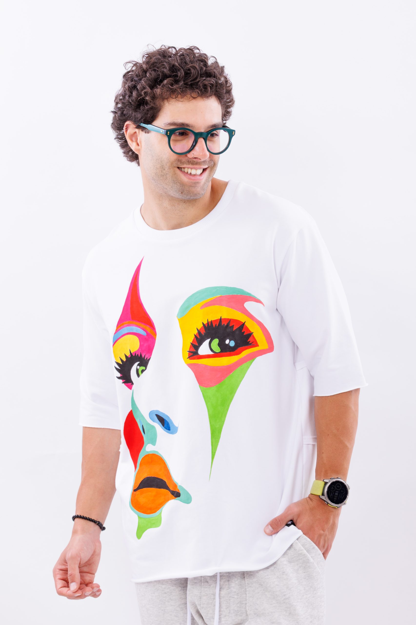 Tricou alb oversize Painted Soul