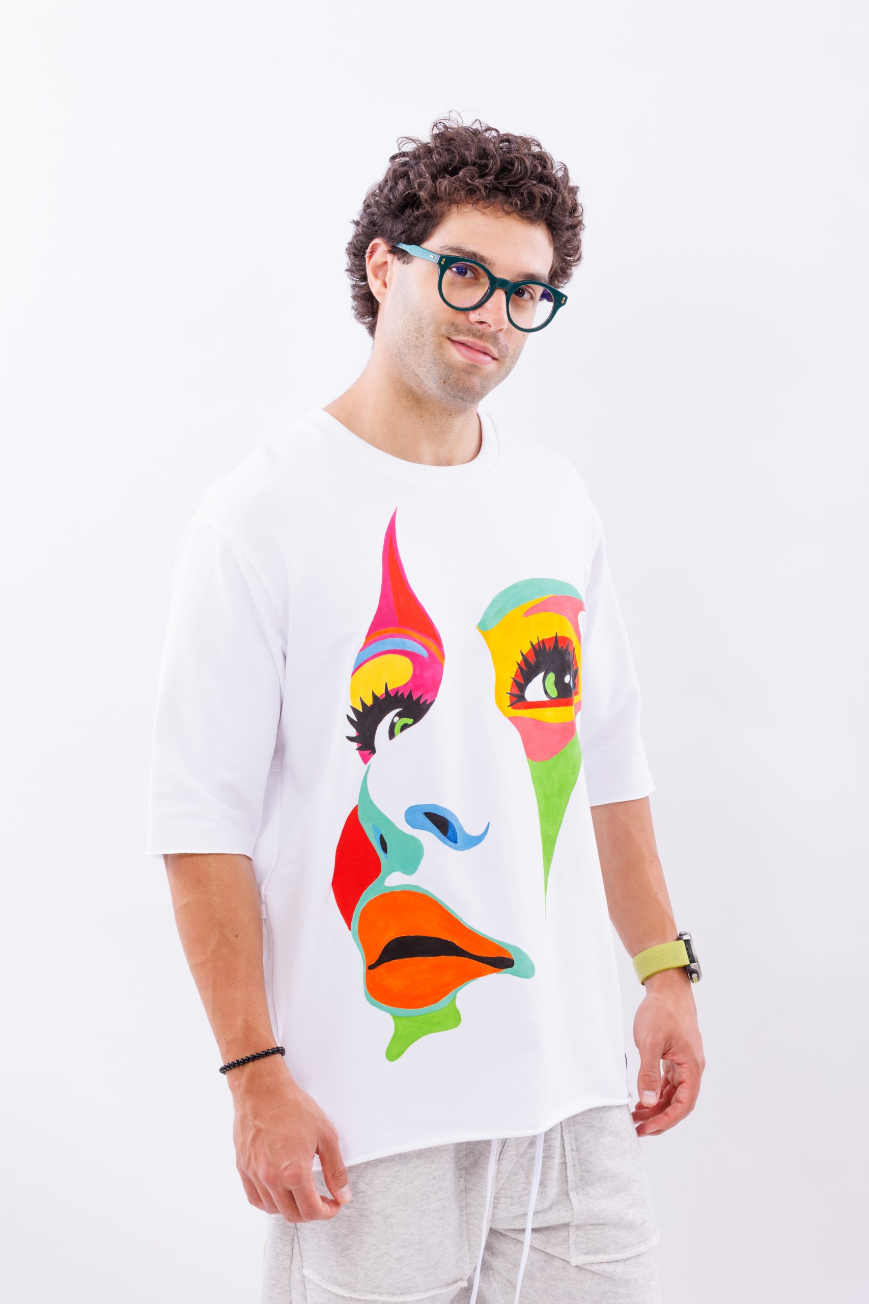 Tricou alb oversize Painted Soul