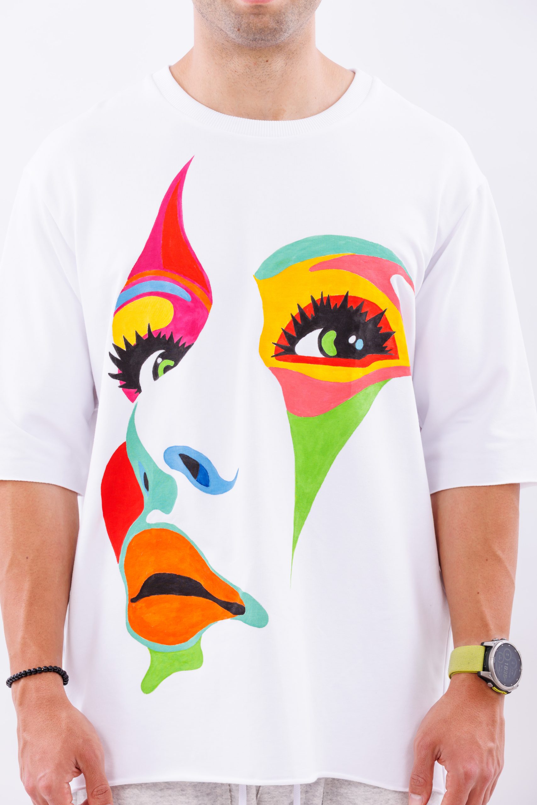 Tricou alb oversize Painted Soul