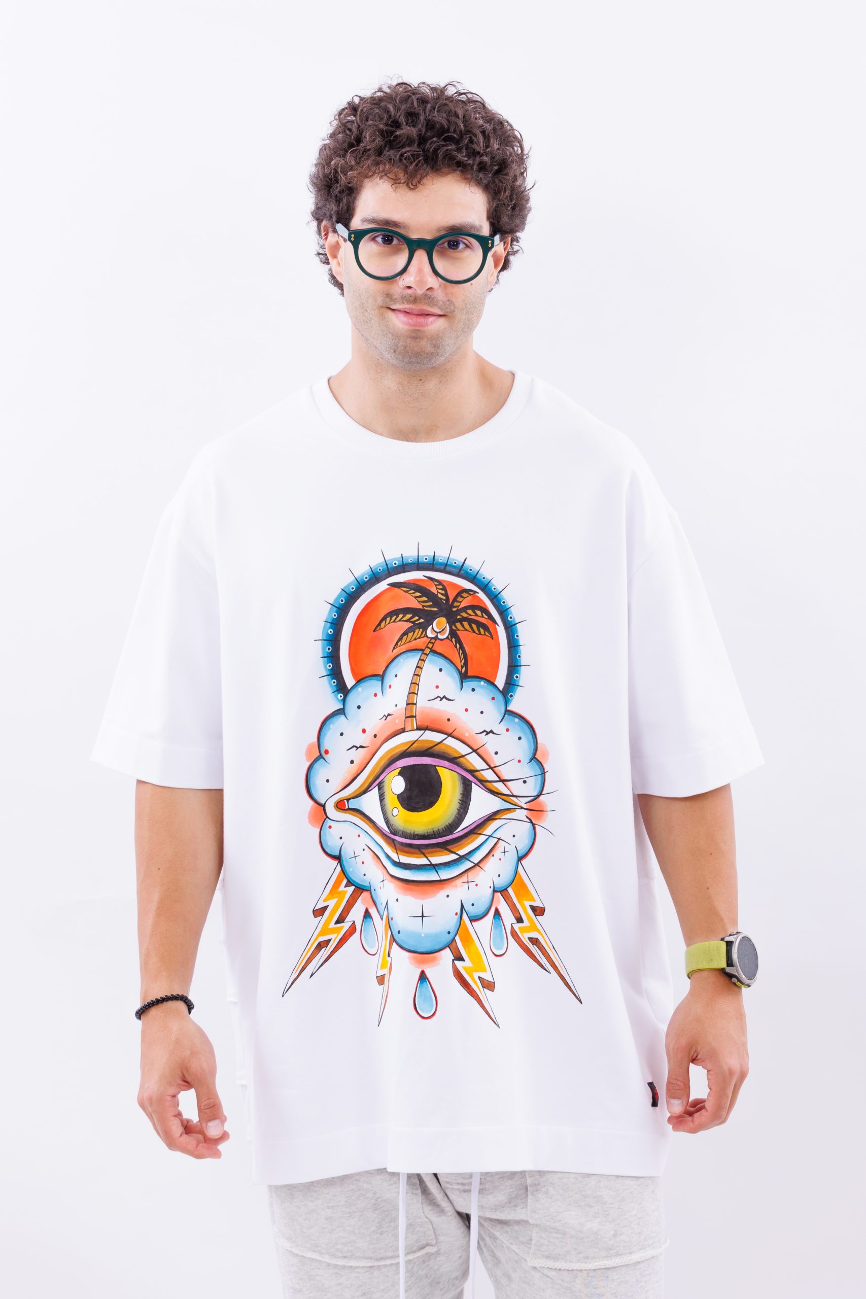 Tricou alb oversize Inner Eye